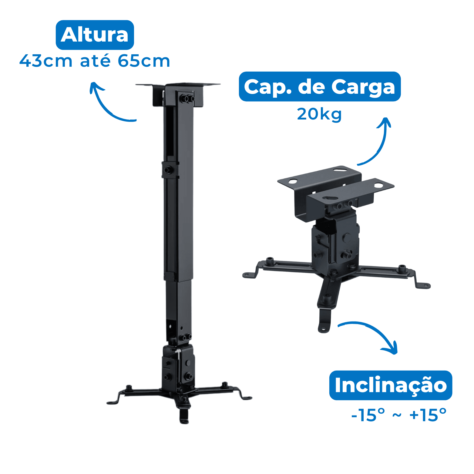 Suporte para Projetor Multimidia Preto FT-PR2B - Fixatek - Fixatek