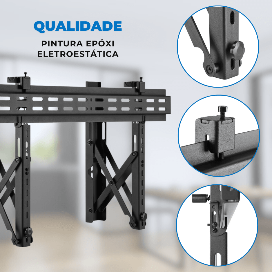 Suporte Vídeo Wall Retrátil Para Monitor LED / OLED / QLED de 37" á 70" com Pop-Out - FT-VW46T - Fixatek - Fixatek