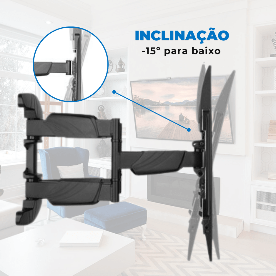 Suporte Articulado Reforçado Braço Duplo Tipo Sanfona para Tv LED 37" á 70'' com Peso até 45kg FT-6448P - Fixatek - Fixatek