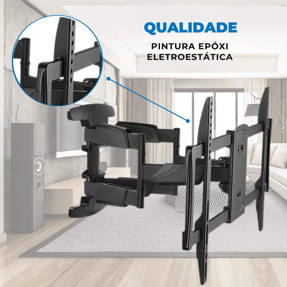 Suporte Articulado Reforçado Braço Duplo Tipo Sanfona para Tv LED 37" á 70'' com Peso até 45kg FT-6448P - Fixatek - Fixatek