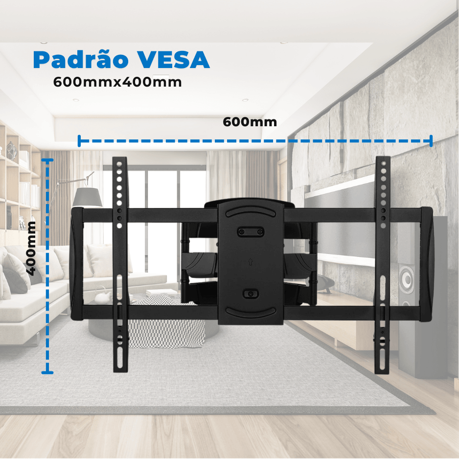 Suporte Articulado Reforçado Braço Duplo Tipo Sanfona para Tv LED 37" á 70'' com Peso até 45kg FT-6448P - Fixatek - Fixatek