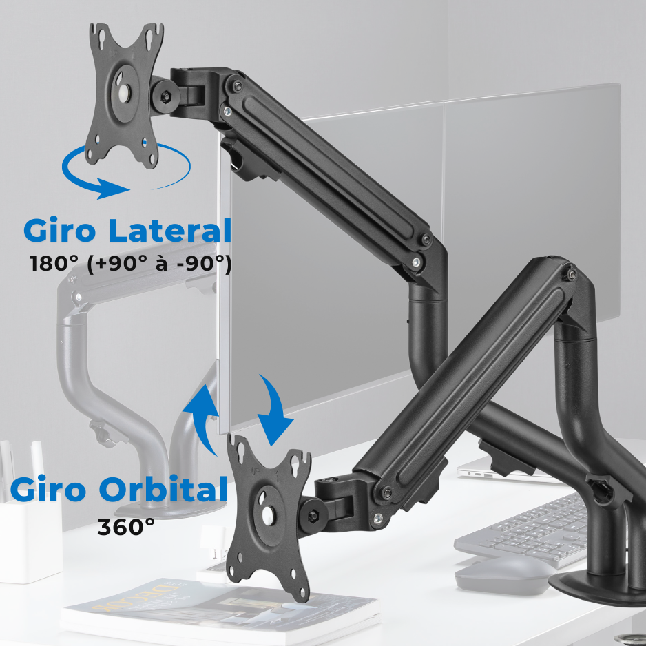 Suporte Ergonômico Articulado de Mesa para 02 Monitores 17" até 32" FT-445MG2 - Fixatek - Fixatek