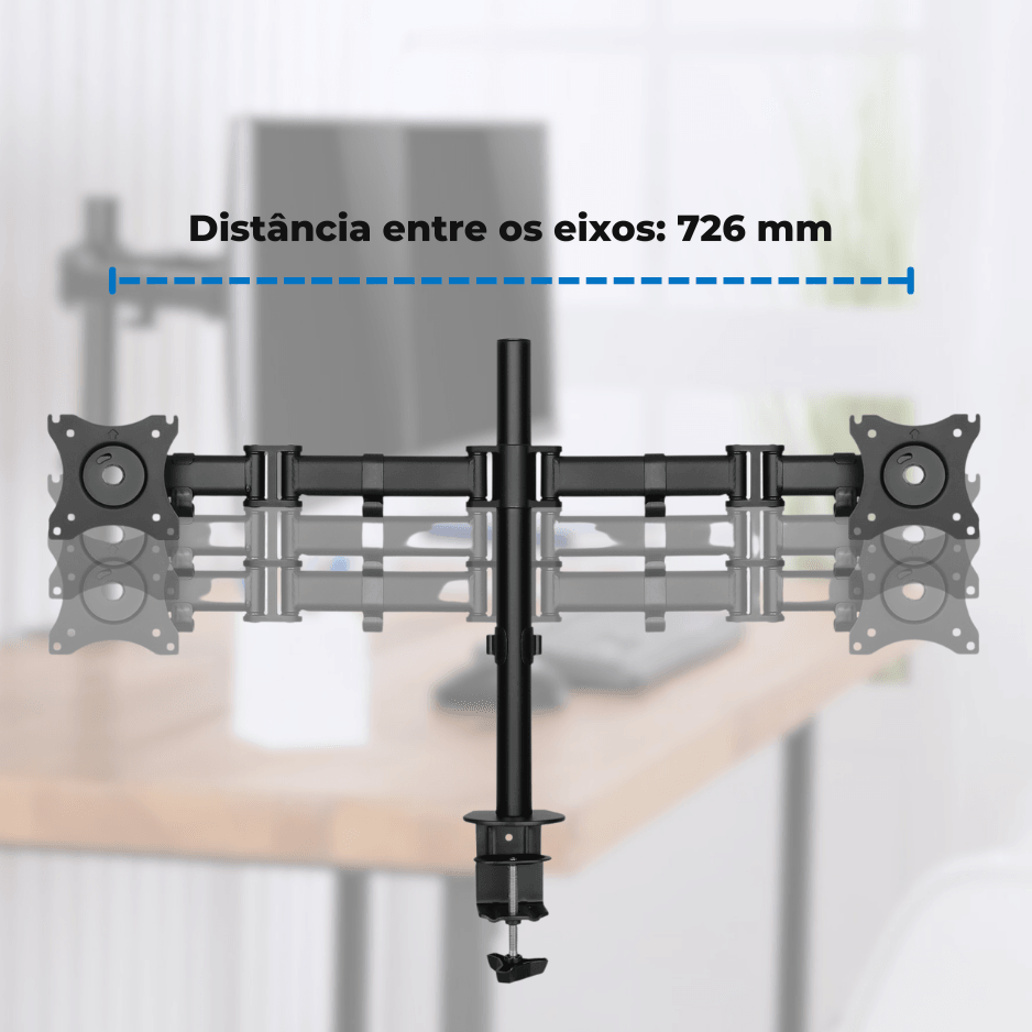 Suporte Ergonômico Articulado de Mesa para 2 Monitores de 13" até 27" FT-726M2 - Fixatek - Fixatek