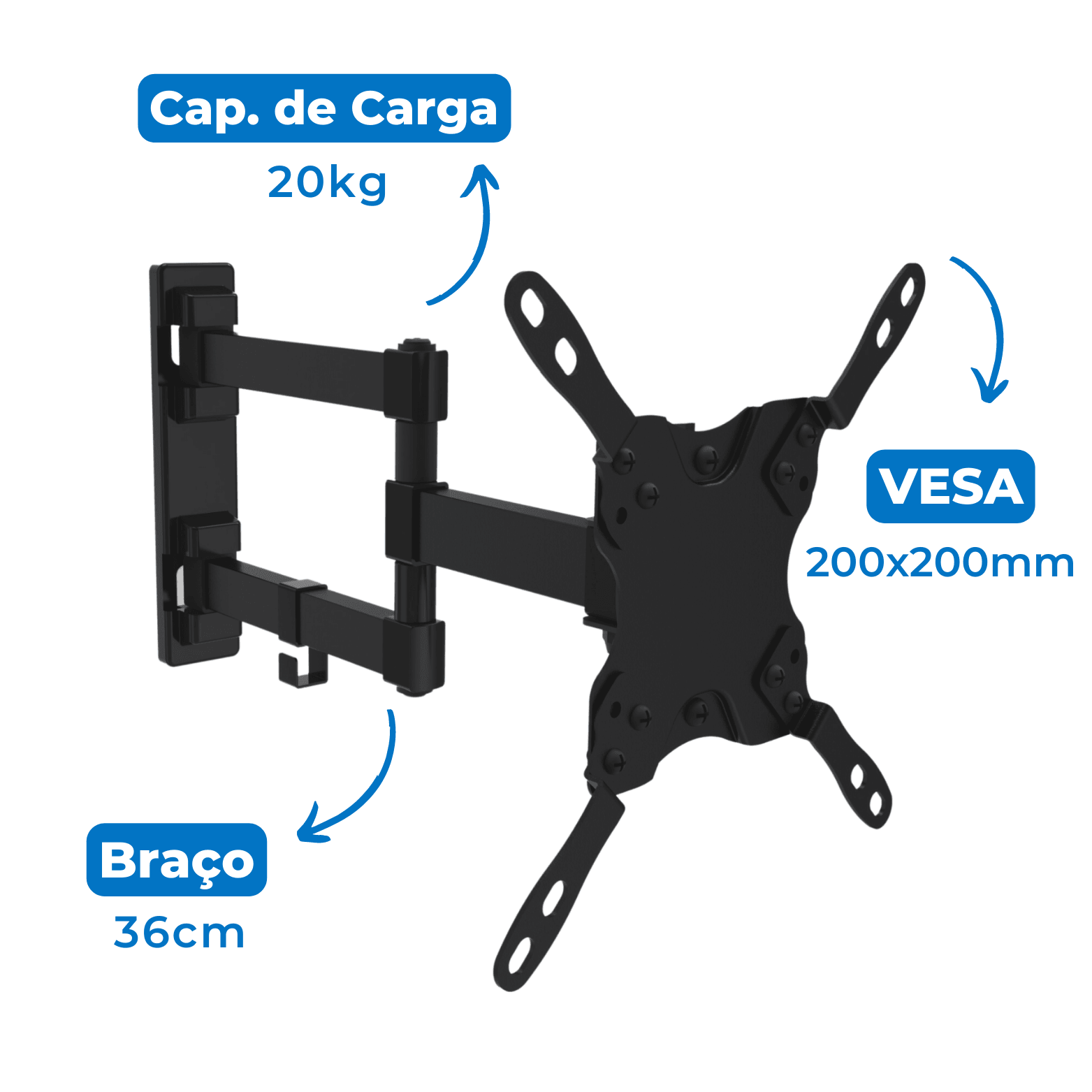 Suporte Articulado para TV LED até 47" FT-23SE - Fixatek - Fixatek