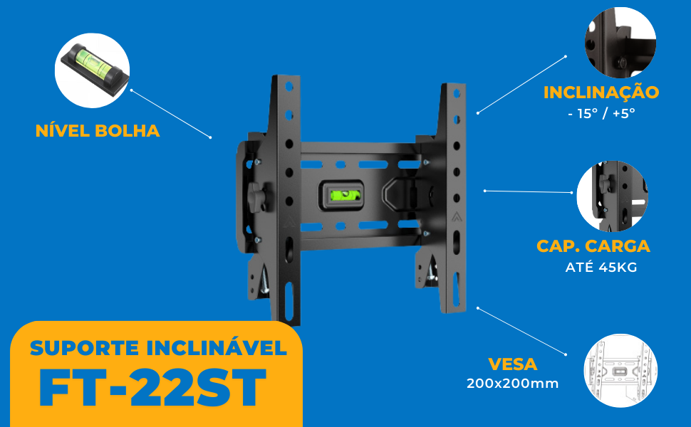 Suporte Inclinável para TV LED / OLED / QLED 23" a 47" FT-22ST Fixatek