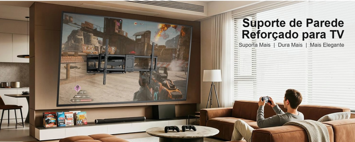 Suporte de TV Triarticulável com Braço Duplo telas de 60" a 140" VESA 1200x600 mm - FT-12610 Fixatek