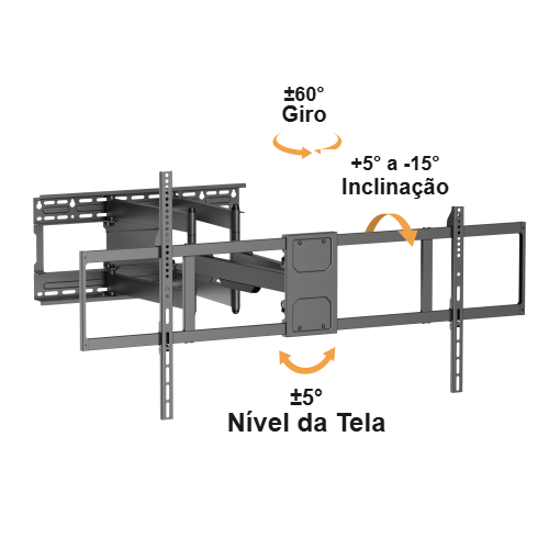 FT-12610 - Suporte de TV Triarticulável com Braço Duplo