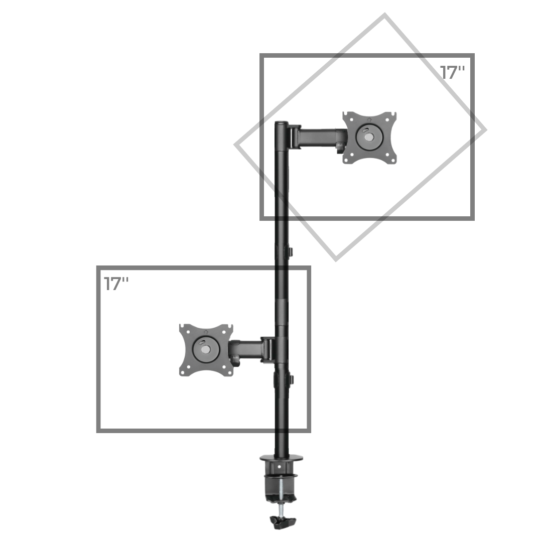 Suporte Ergonômico Articulado de Mesa para 2 Monitores na Vertical de 13" até 27" FT-274M2V - Fixatek