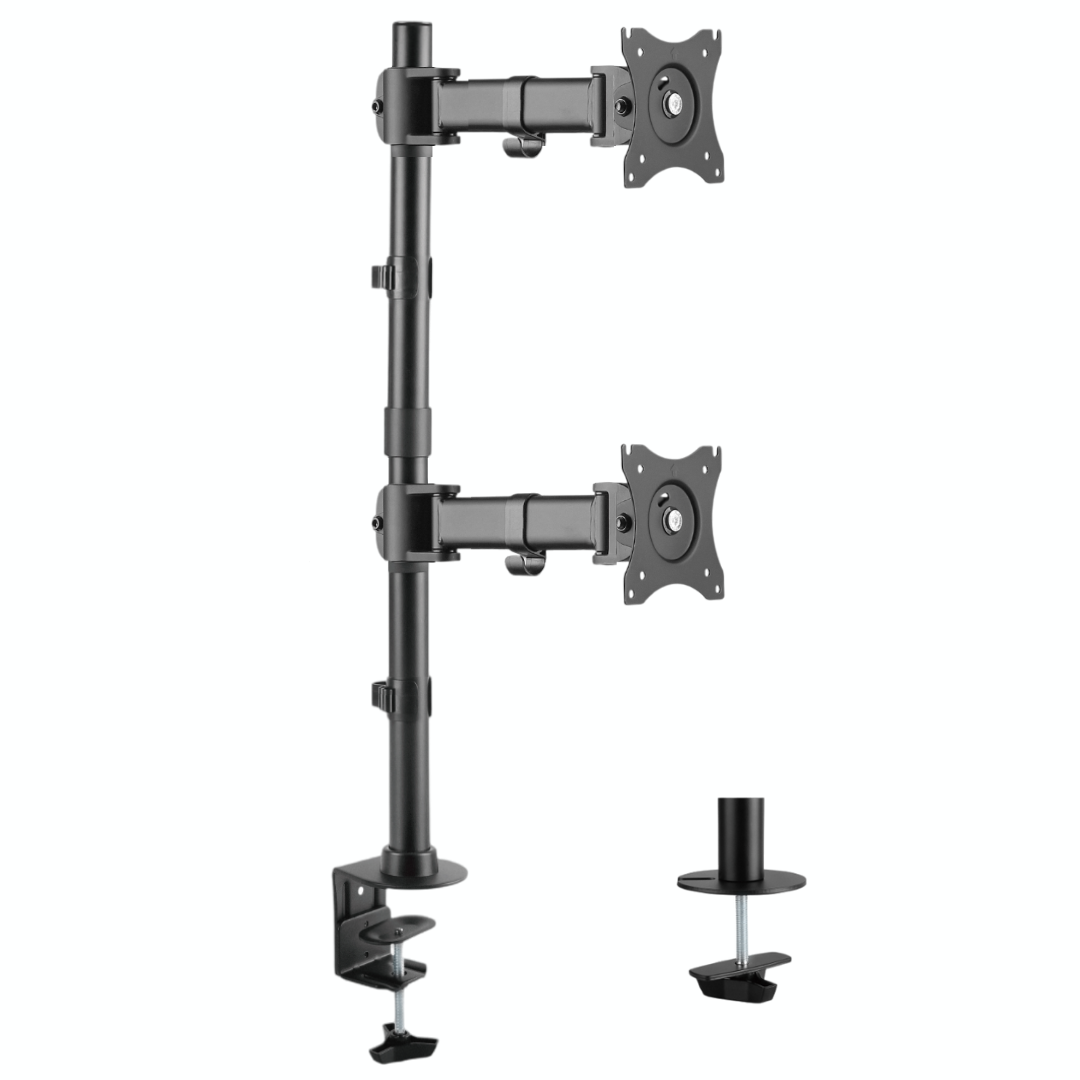 Suporte Ergonômico Articulado de Mesa para 2 Monitores na Vertical de 13" até 27" FT-274M2V - Fixatek