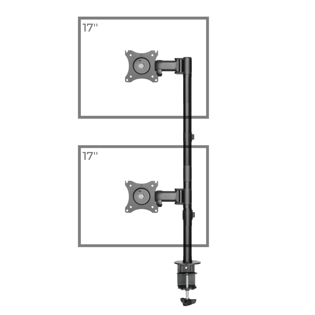 Suporte Ergonômico Articulado de Mesa para 2 Monitores na Vertical de 13" até 27" FT-274M2V - Fixatek