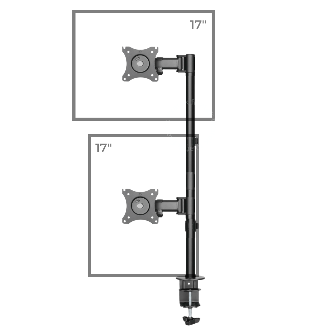 Suporte Ergonômico Articulado de Mesa para 2 Monitores na Vertical de 13" até 27" FT-274M2V - Fixatek