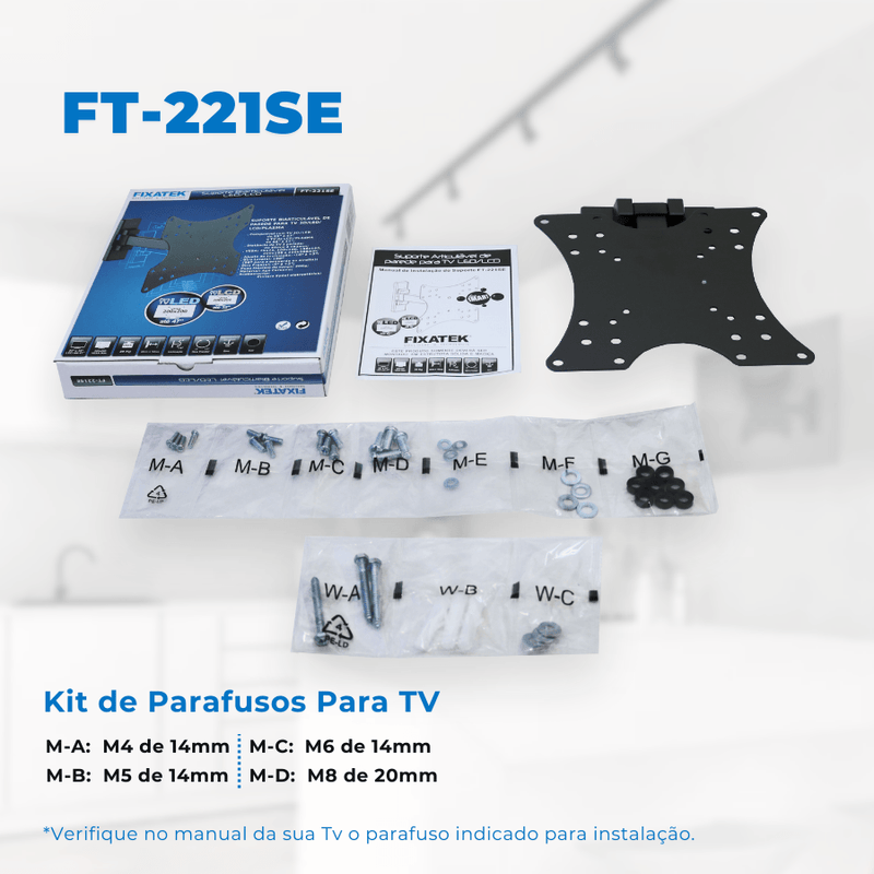 Suporte Articulado para TV LED / OLED / QLED até 47" FT-221SE - Fixatek - Fixatek