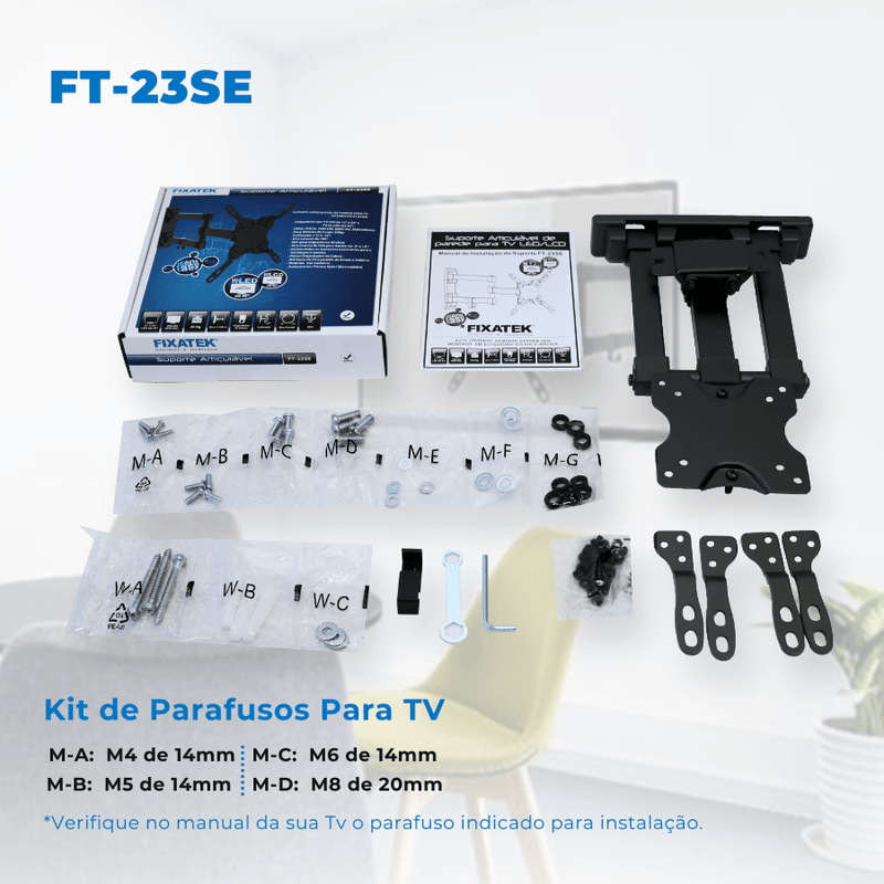 Suporte Articulado para TV LED até 47" FT-23SE - Fixatek - Fixatek