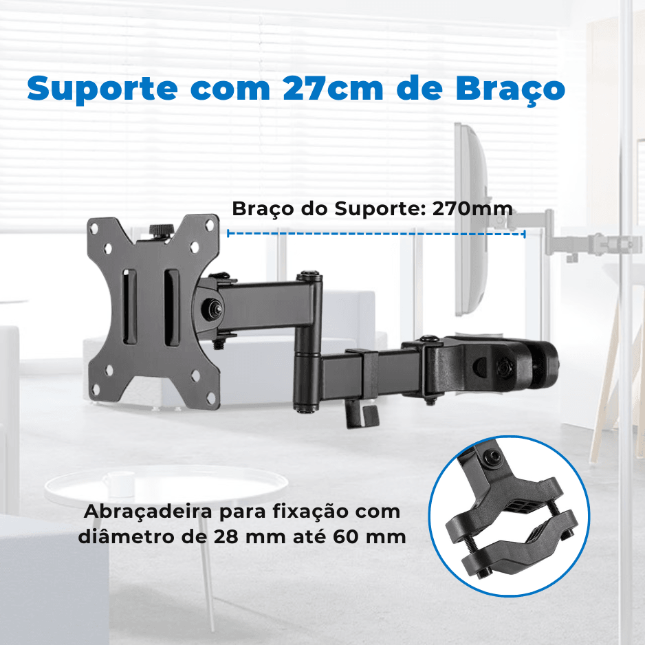 Suporte Articulado para TV / MONITOR LED até 32" com Peso até 8kg FT-270PL - Fixatek - Fixatek