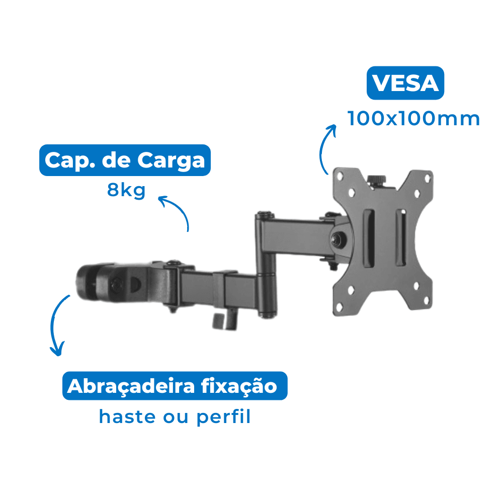 Suporte Articulado para TV / MONITOR LED até 32" com Peso até 8kg FT-270PL - Fixatek - Fixatek
