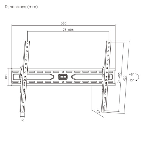 Suporte Inclinável para TV de LED / OLED / QLED / NANO 37" até 75" com Peso até 45kg - FT-64ST