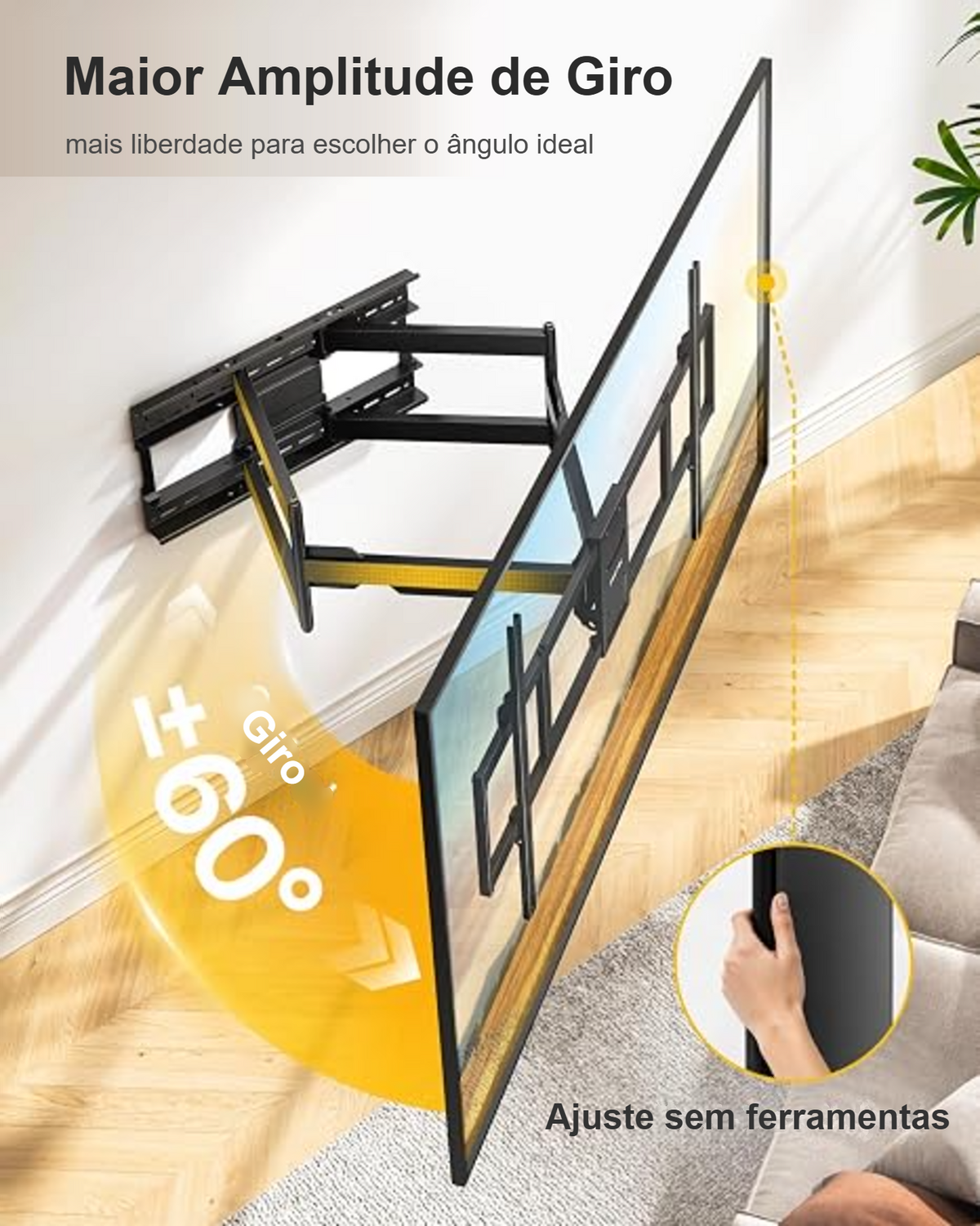 Suporte de TV Triarticulável com Braço Duplo até 98 polegas VESA até 800x400mm - FT-84200 Fixatek