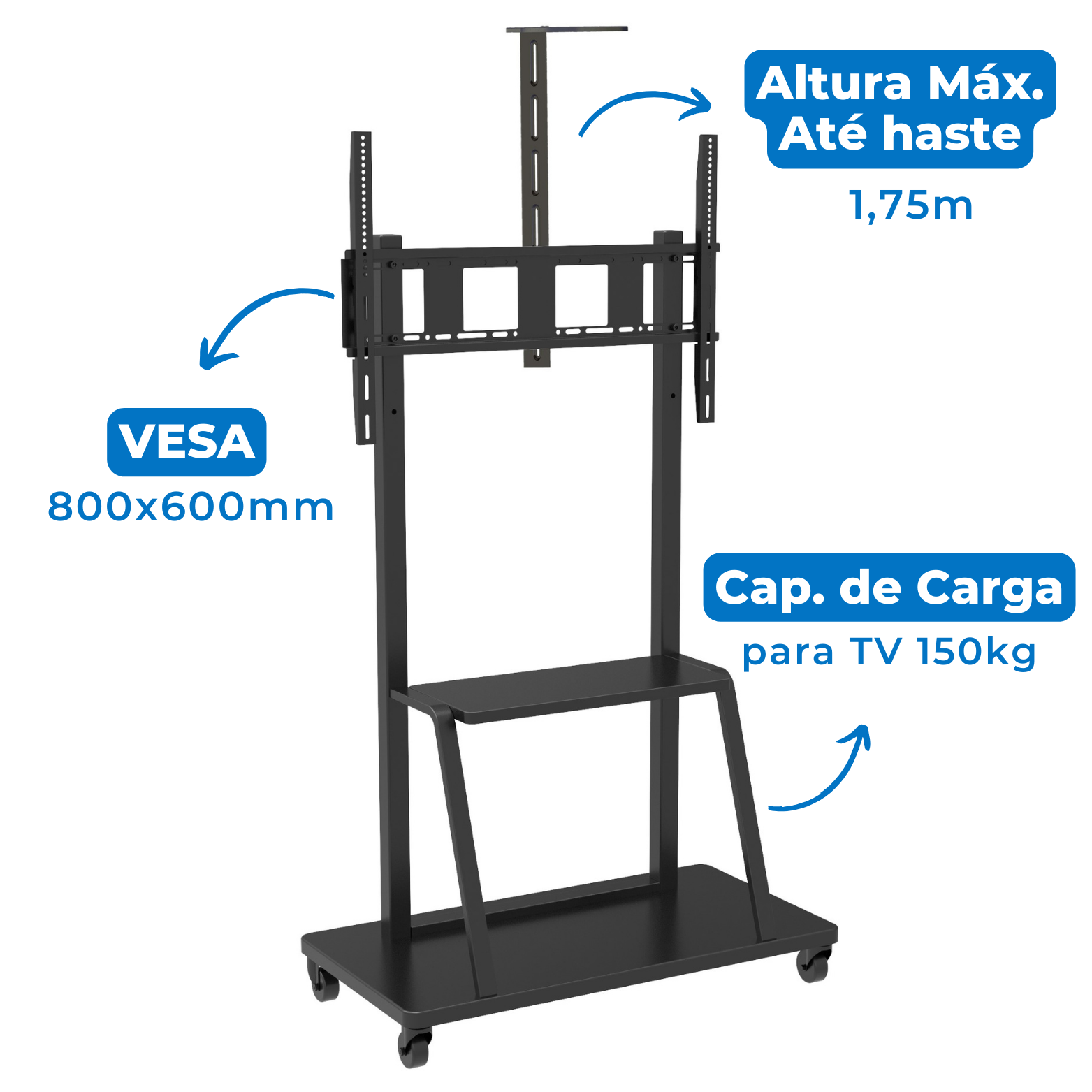 Suporte Pedestal para TV LCD / LED para tela de 55" até 110" com Peso até 120 kg - FT-86XP - Fixatek - Fixatek