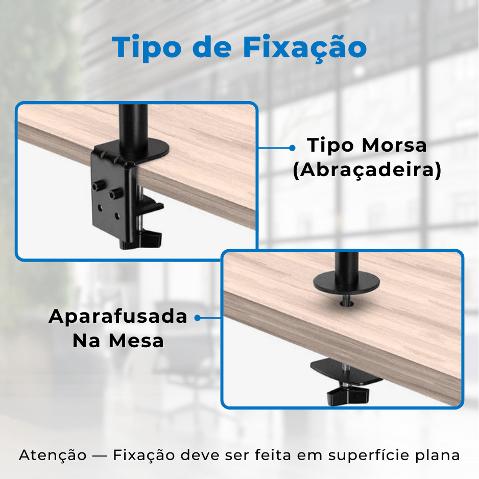 Suporte Ergonômico Articulado de Mesa para 4 Monitores de 13" até 27" FT-726M4 - Fixatek - Fixatek