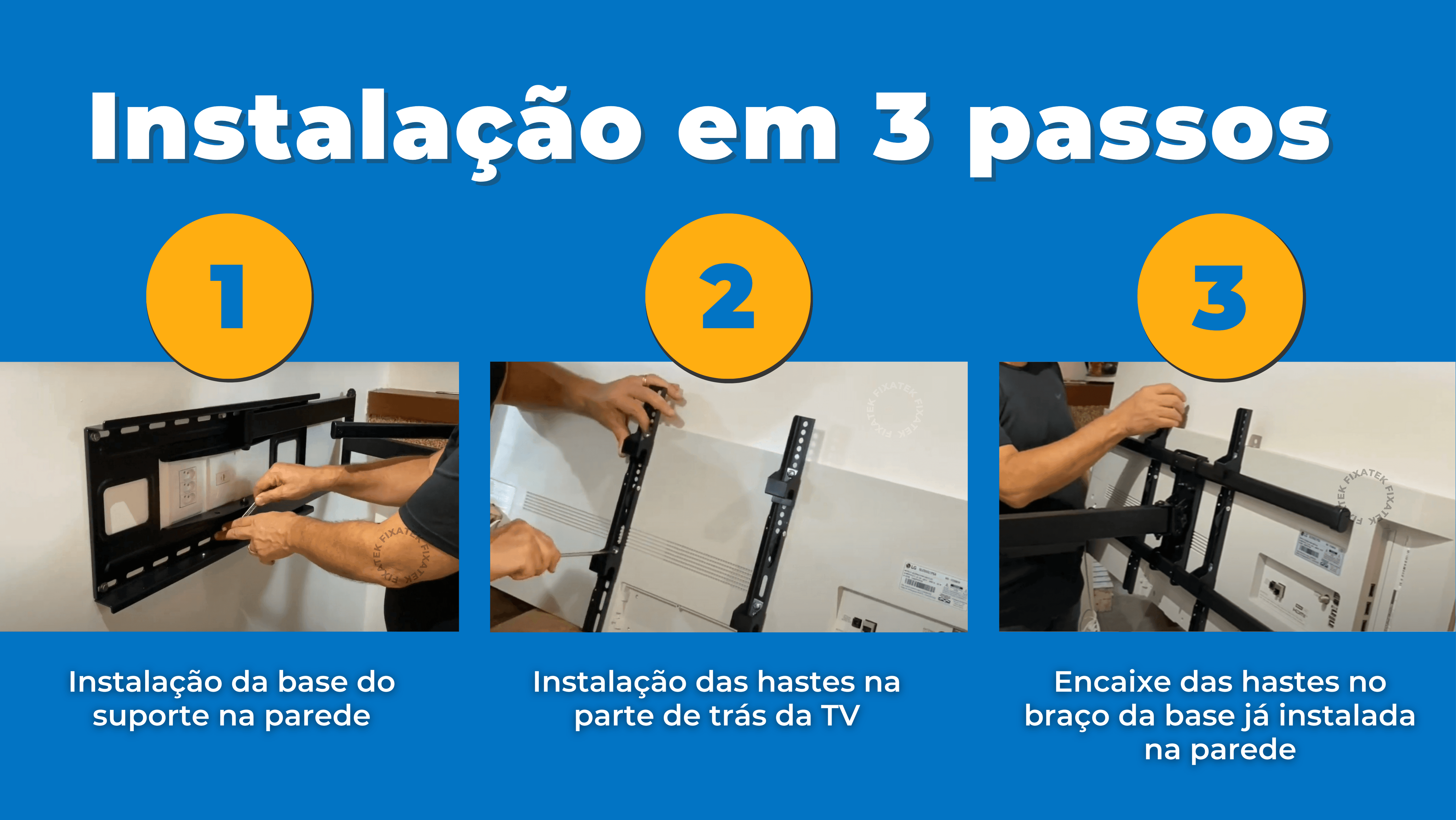 Suporte Articulado Reforçado Braço Duplo Tipo Sanfona para Tv LED 37" á 70'' com Peso até 45kg FT-6448P - Fixatek - Fixatek