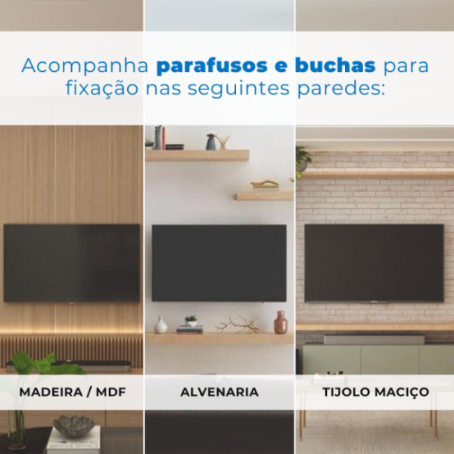 Suporte Fixo / Inclinável para TV até LED / OLED / QLED 110'' com Peso até 75kg FT-84UP - Fixatek - Fixatek