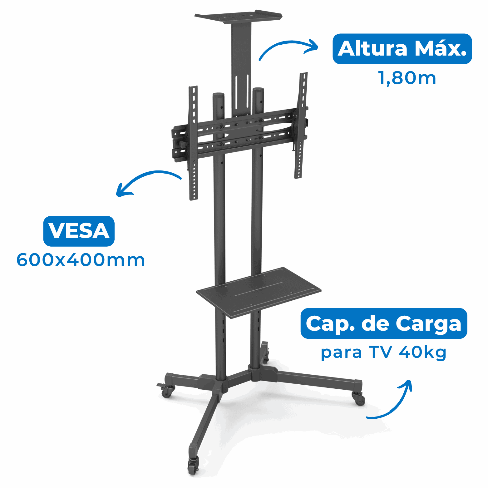 Rack / Suporte Pedestal para TV LED / OLED / QLED 32" até 70" FT-64EX - Fixatek - Fixatek
