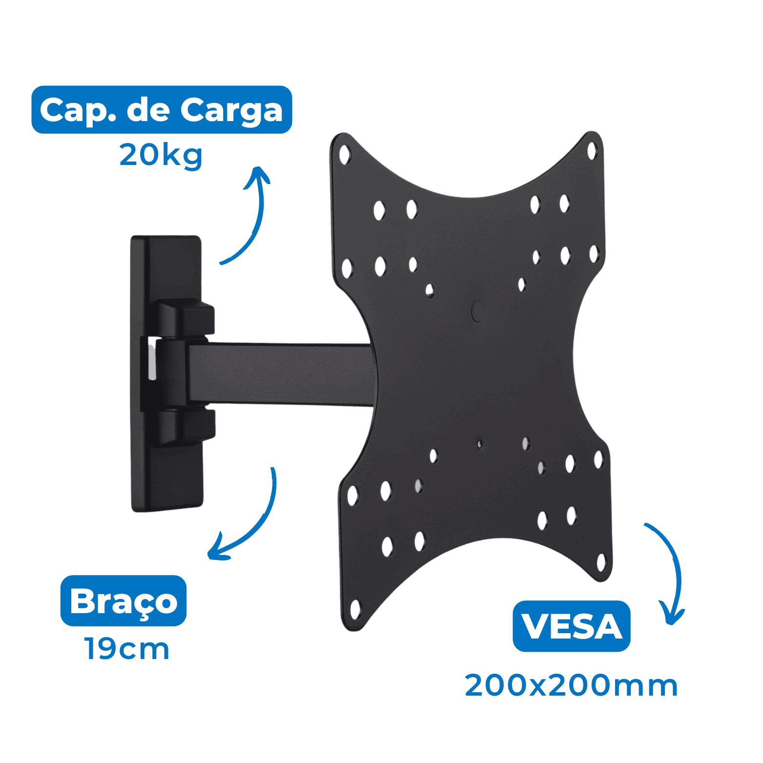 Suporte Articulado para TV LED / OLED / QLED até 47" FT-221SE - Fixatek - Fixatek