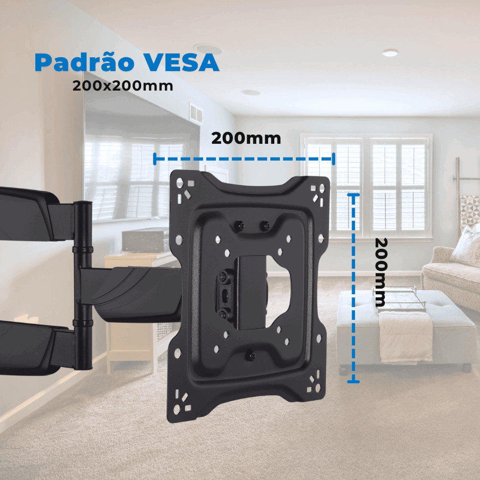 Suporte Articulado para TV LED 23" até 50" com Peso até 35 kg FT-2251P - Fixatek - Fixatek