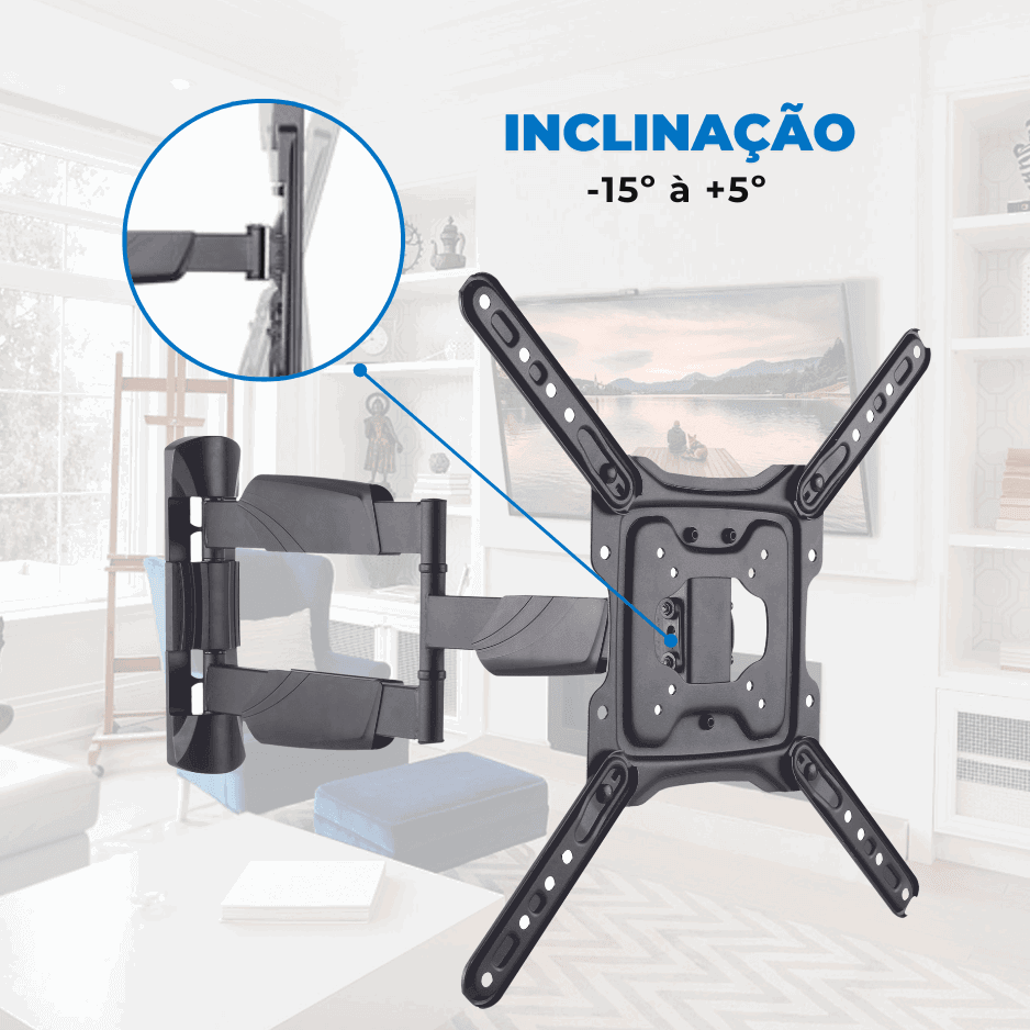 Suporte Articulado para TV LED 23" até 65" com Peso até 35 kg FT-4461P - Fixatek - Fixatek
