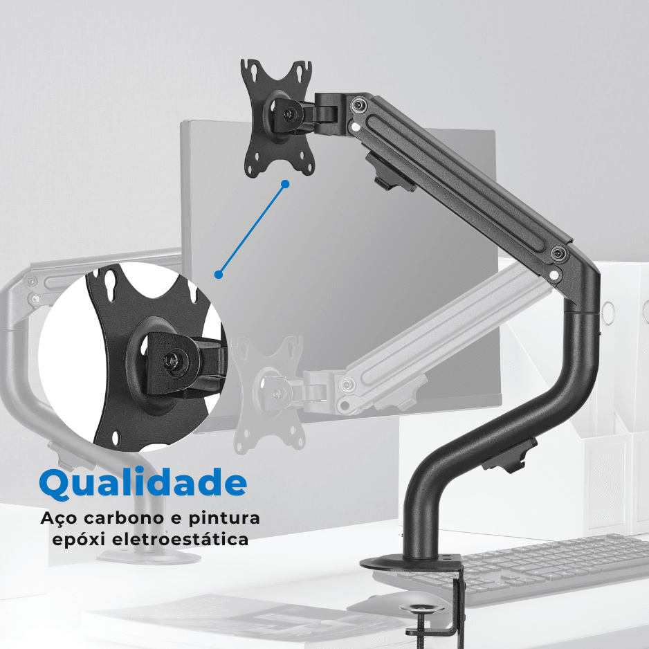 Suporte Ergonômico Articulado de Mesa para 01 Monitor 17" até 32" FT-445MG1 - Fixatek - Fixatek