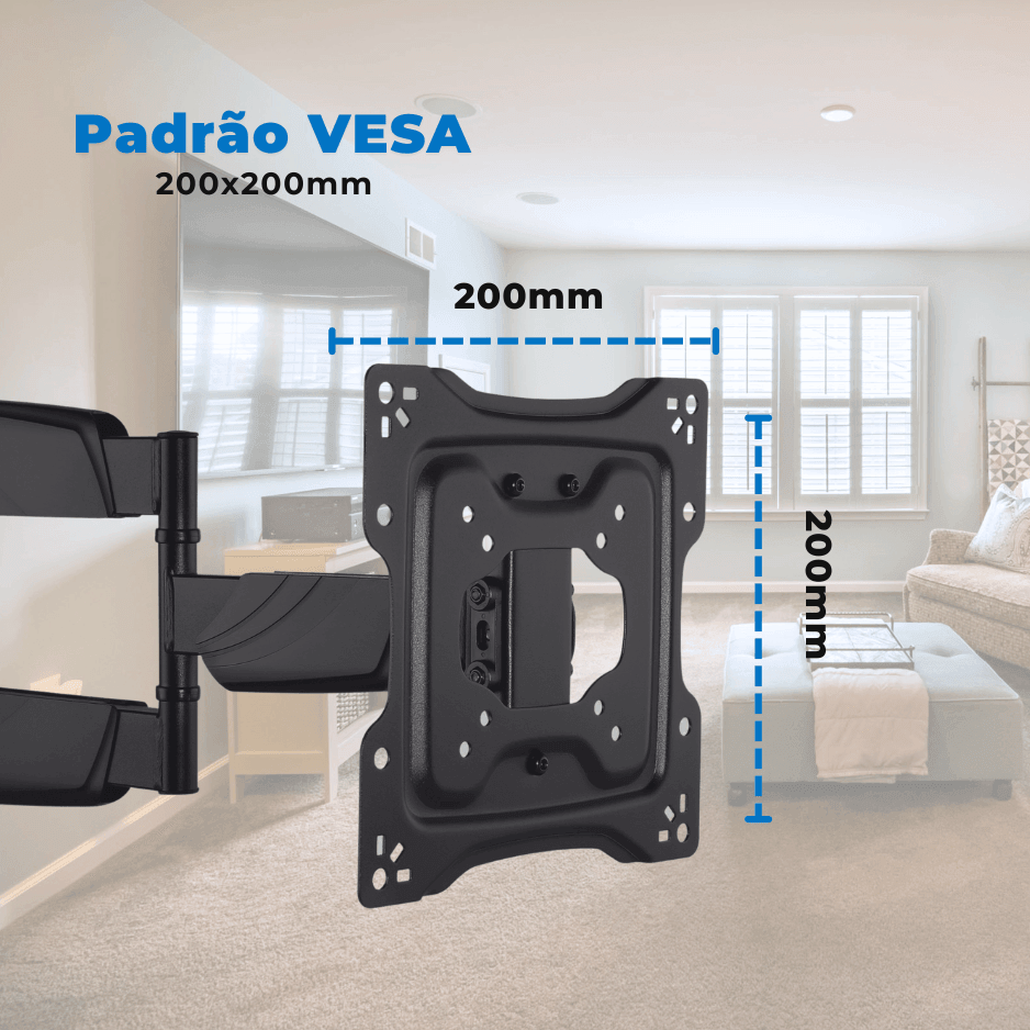 Suporte Articulado para TV LED 23" até 50" com Peso até 35 kg FT-2251P - Fixatek - Fixatek