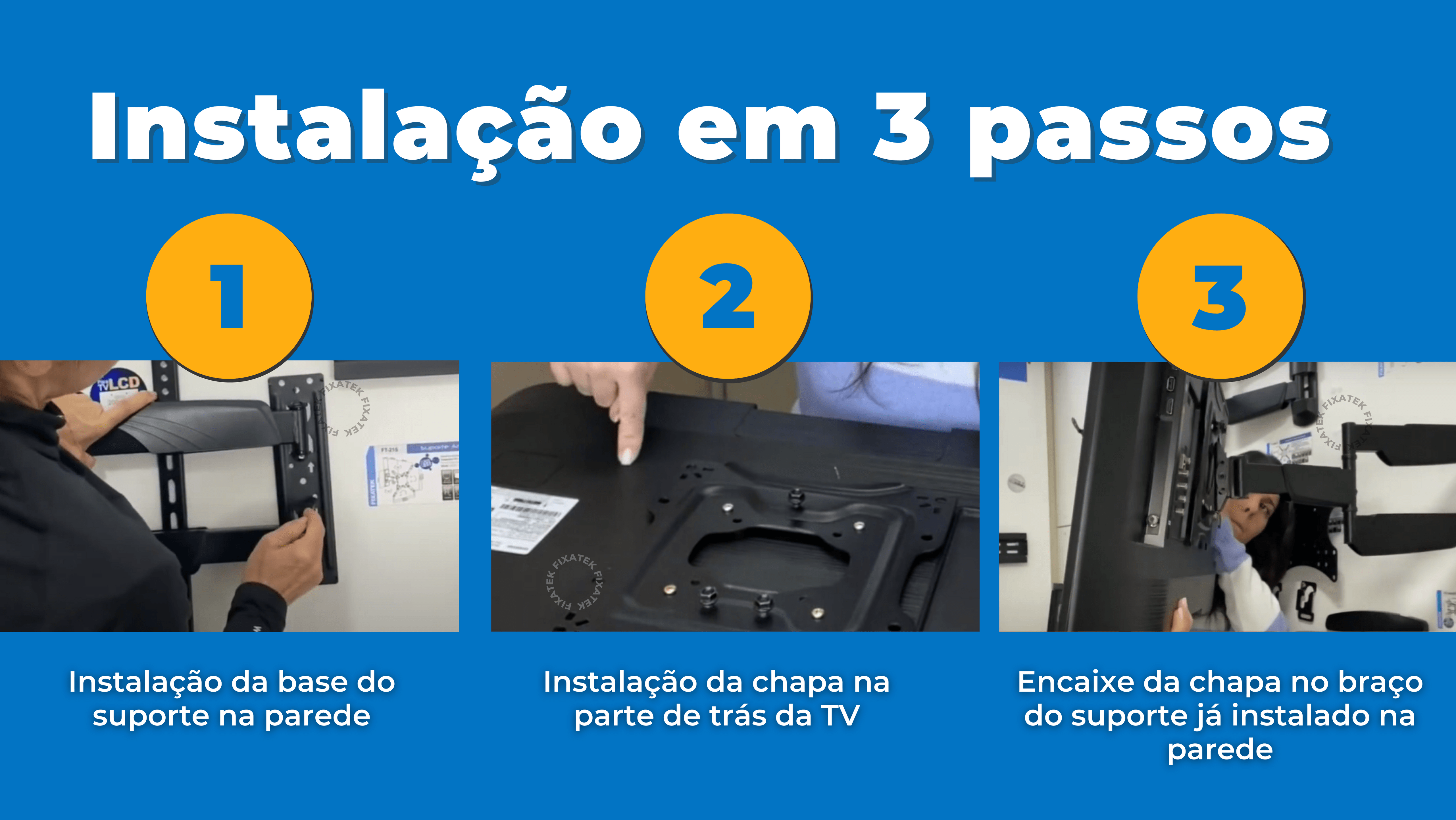 Suporte Articulado para TV LED 23" até 50" com Peso até 35 kg FT-2251P - Fixatek - Fixatek