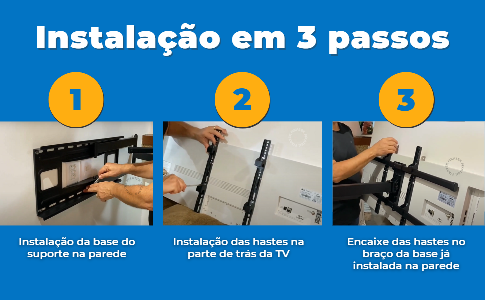 Suporte Articulado para TV LED 43" Até 82'' com Peso Até 40 Kg FT-84100 - Fixatek - Fixatek