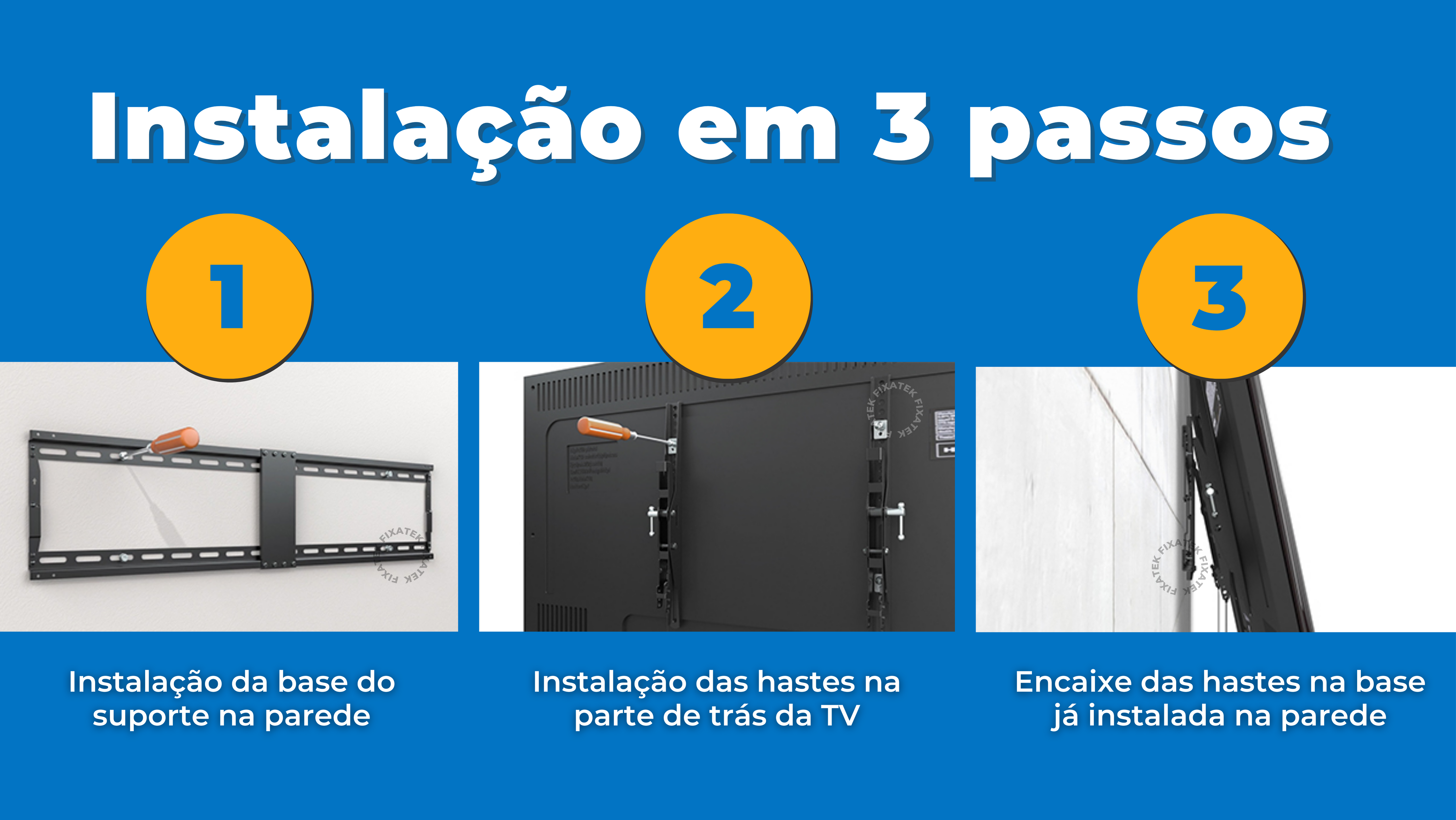 Suporte Inclinável para TV LED / OLED / QLED 37" até 70" com Peso até 40 kg FT-PL64 - Fixatek - Fixatek