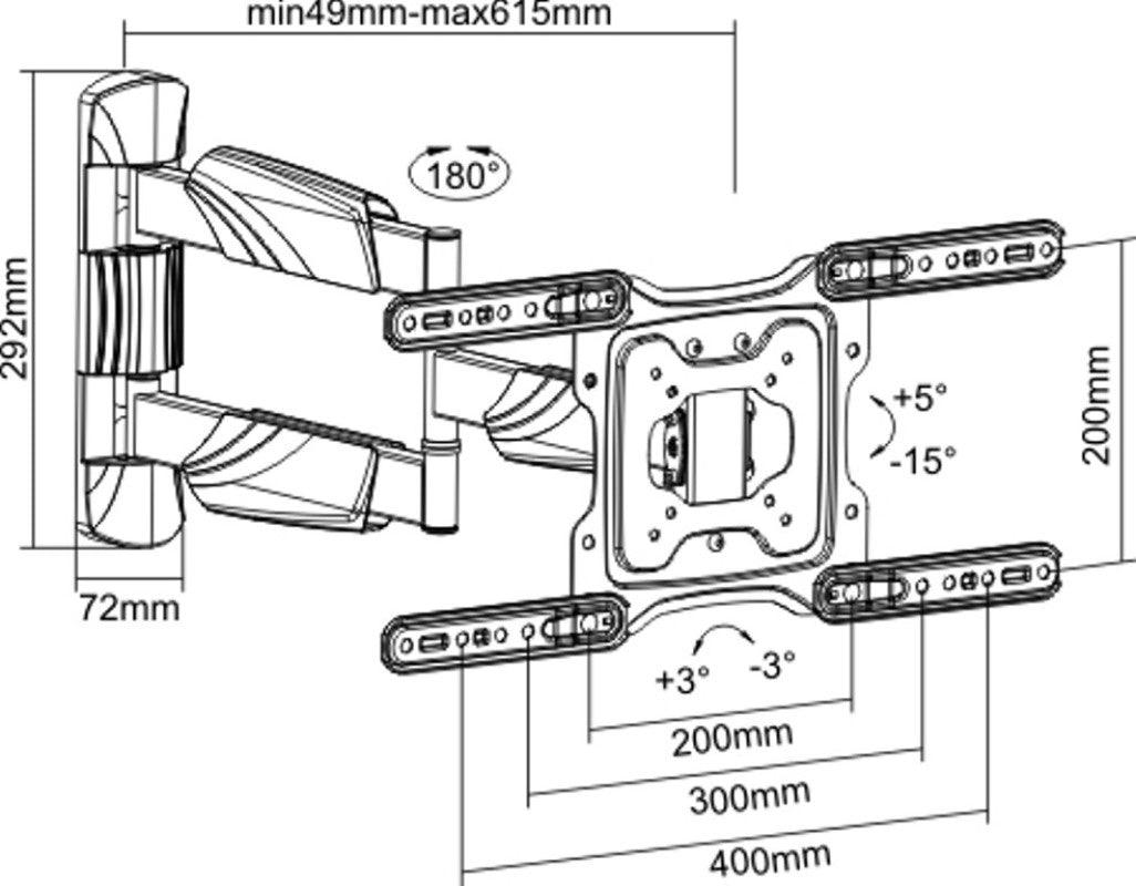 Suporte Articulado para TV LED 23" até 65" com Peso até 35 kg FT-4461P - Fixatek - Fixatek