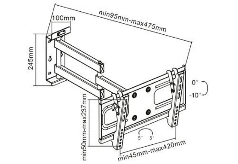 Suporte Articulado para TV LED / OLED / QLED até 47" com Peso até 40kg FT-924 - Fixatek - Fixatek