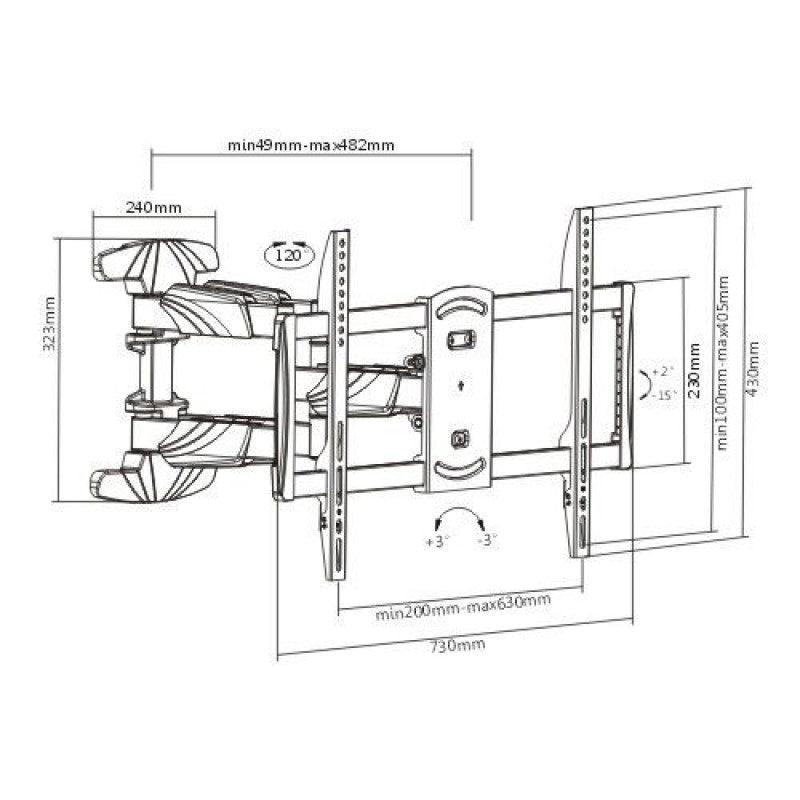 Suporte Articulado Reforçado Braço Duplo Tipo Sanfona para Tv LED 37" á 70'' com Peso até 45kg FT-6448P - Fixatek - Fixatek