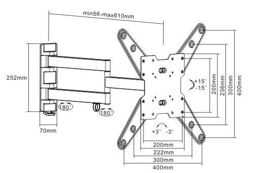 Suporte Articulado para TV LED até 55" e LCD / PLASMA 26" á 47" FT-4461S - Fixatek - Fixatek